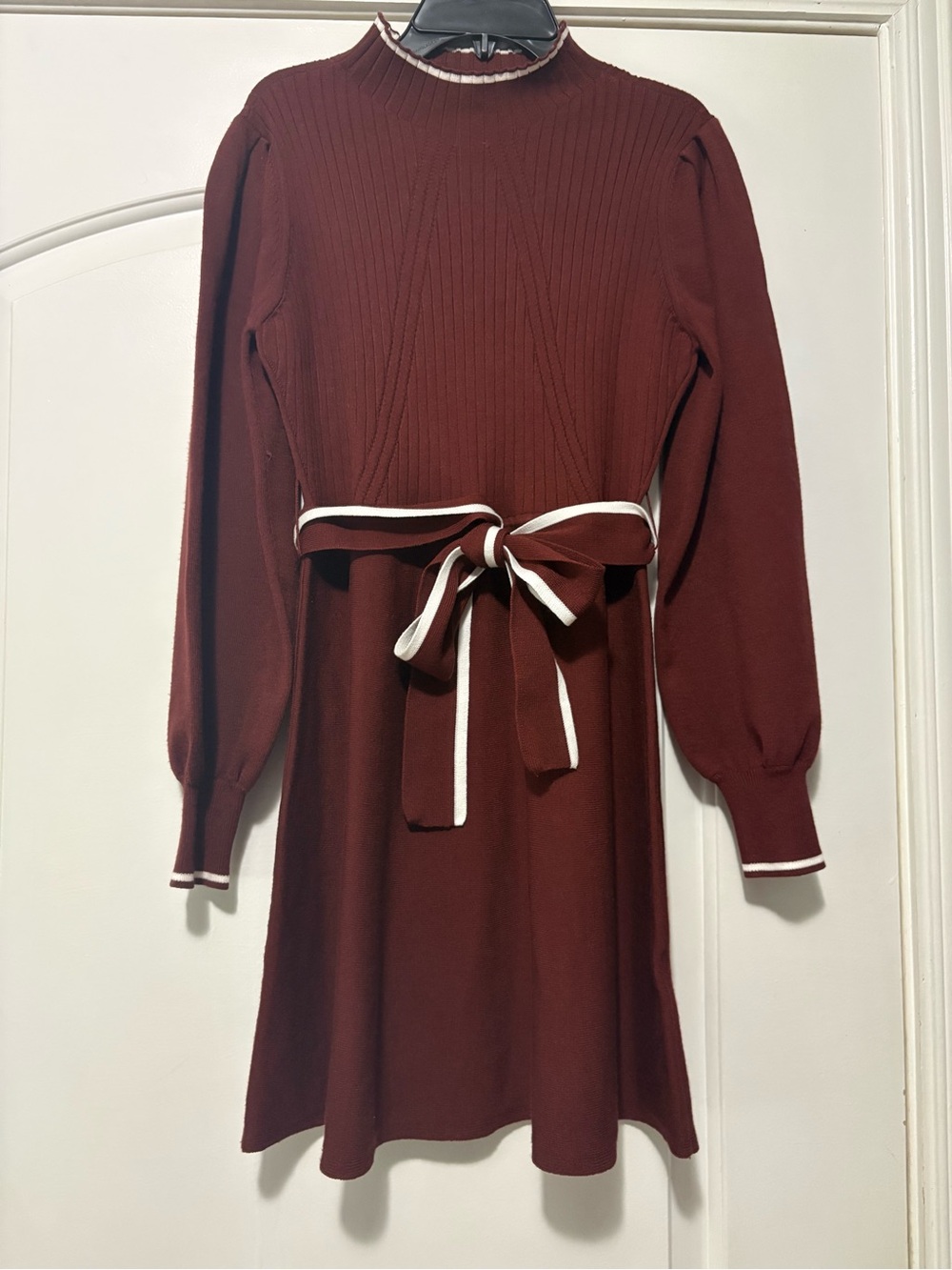 belk Maroon Knit Dress with White Trim